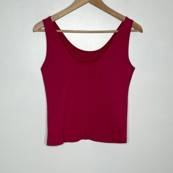 Vintage 90s Y2K Energie Tank Top Womens Large Pink Cranberry Cotton Casual - Picture 7 of 7